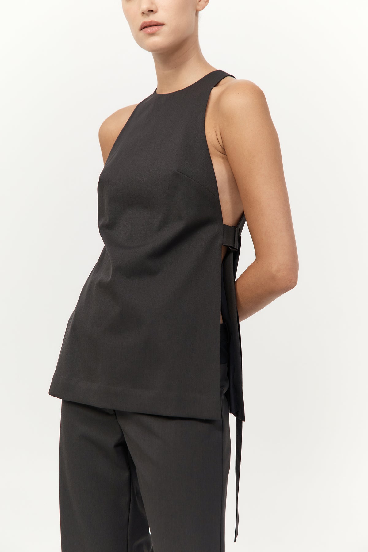 Side Tie Top - Black Olive