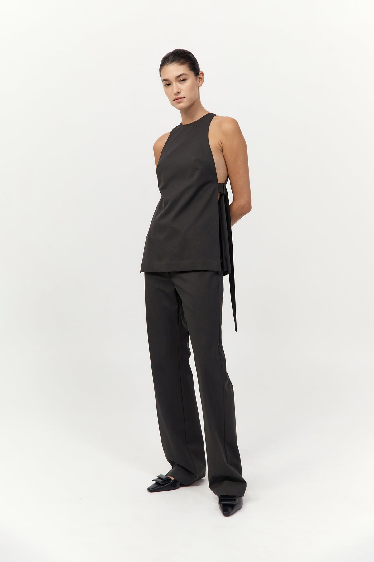 Side Tie Top - Black Olive