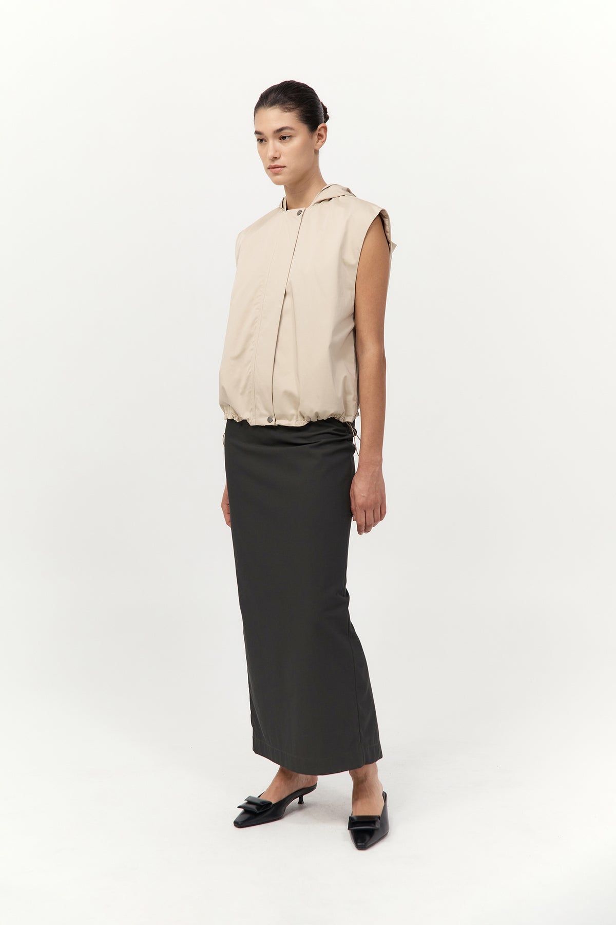 Cotton Sleeveless Parka - Champagne
