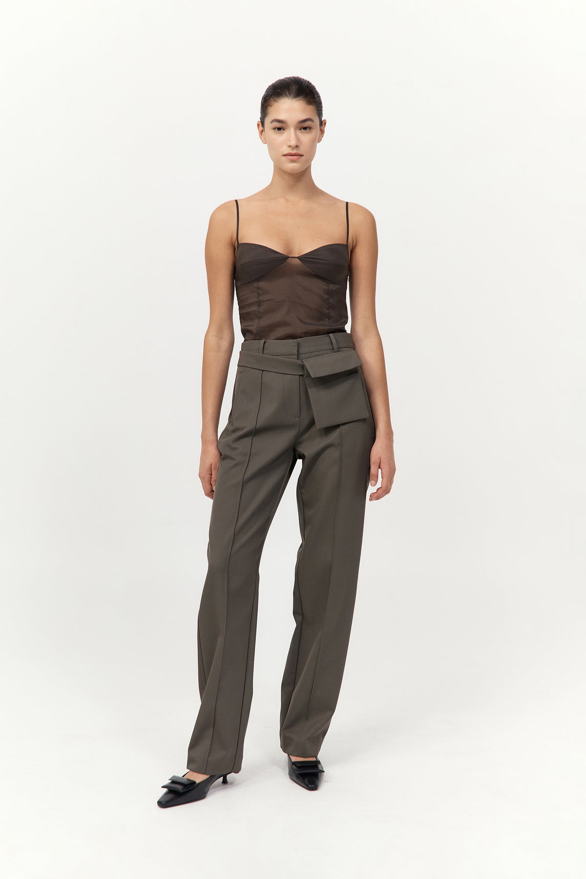 Transparent Silk Cami - Black Olive