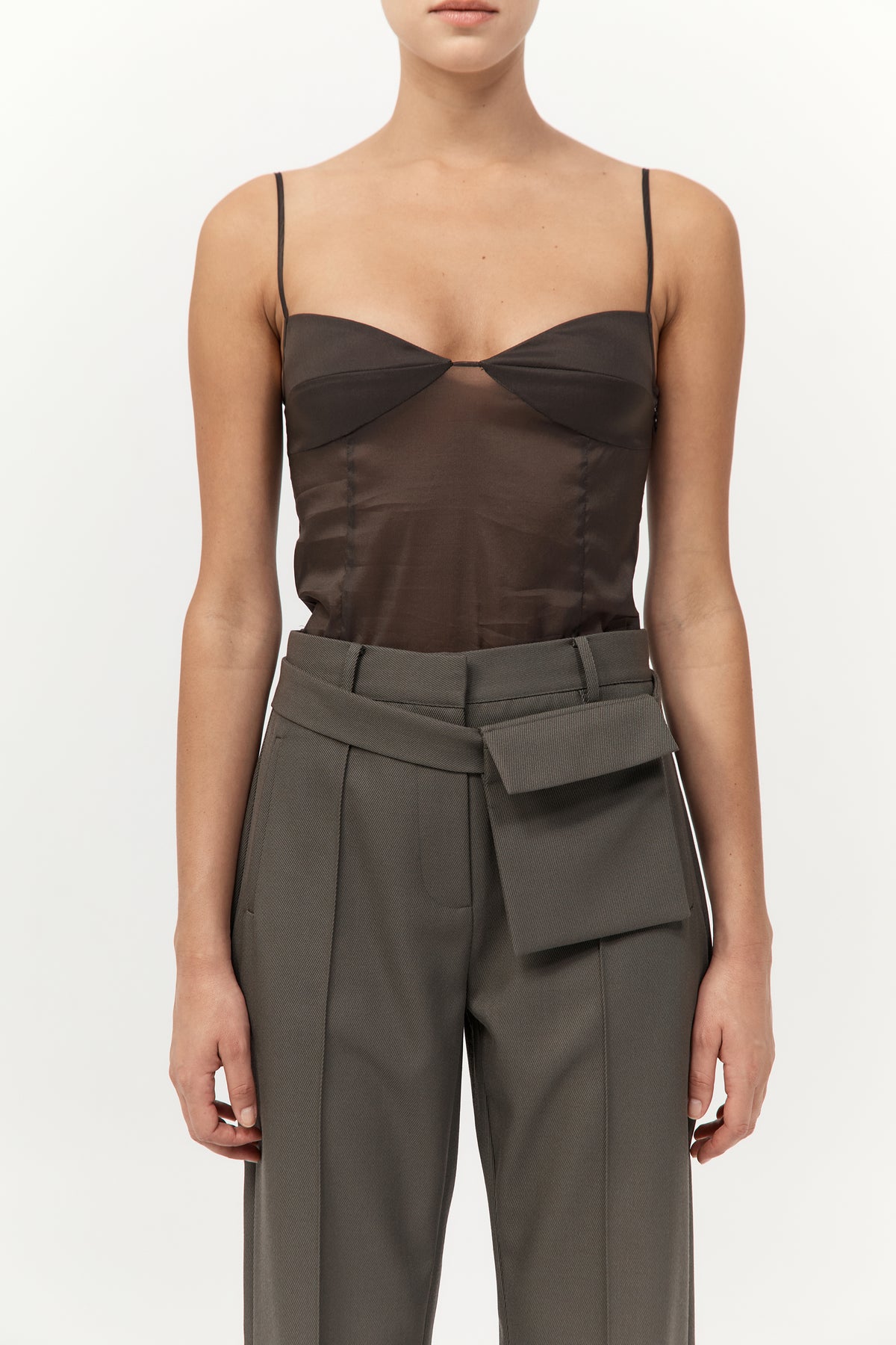 Transparent Silk Cami - Black Olive