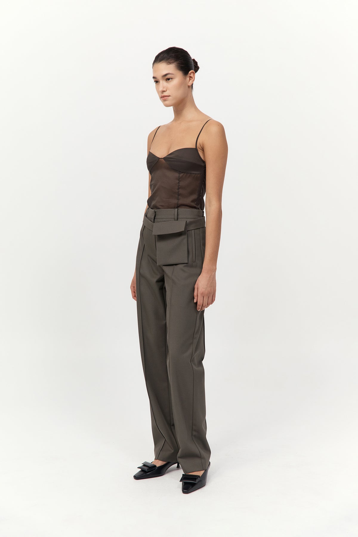 Transparent Silk Cami - Black Olive
