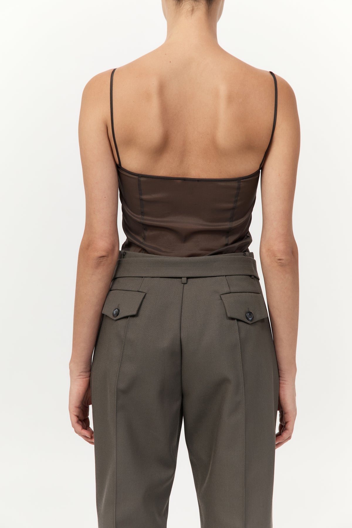 Transparent Silk Cami - Black Olive