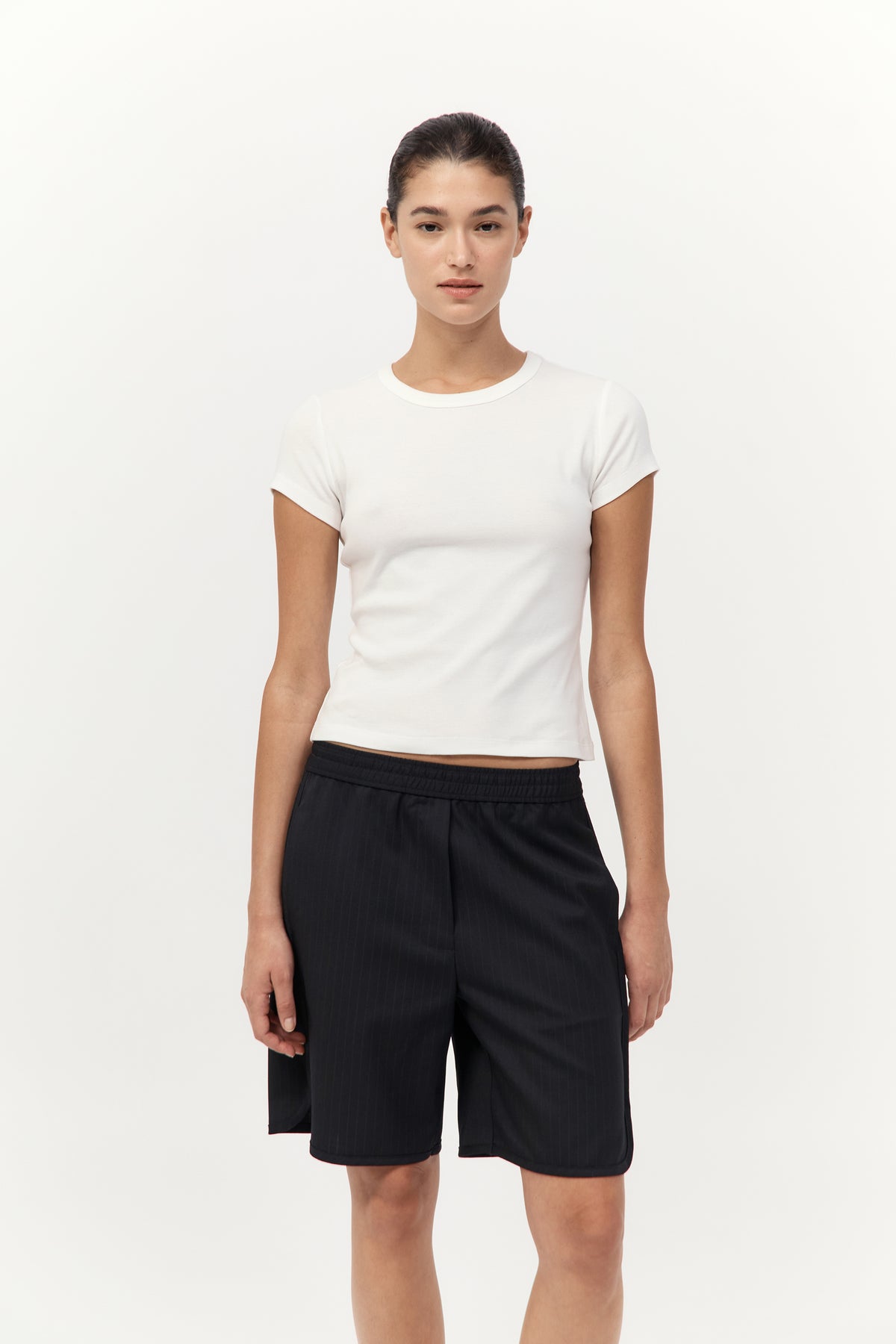 Tailored Active Shorts - Black Pinstripe