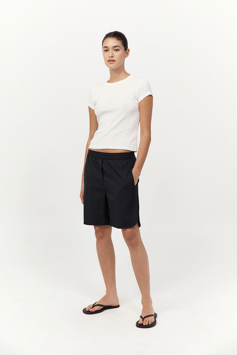 Tailored Active Shorts - Black Pinstripe