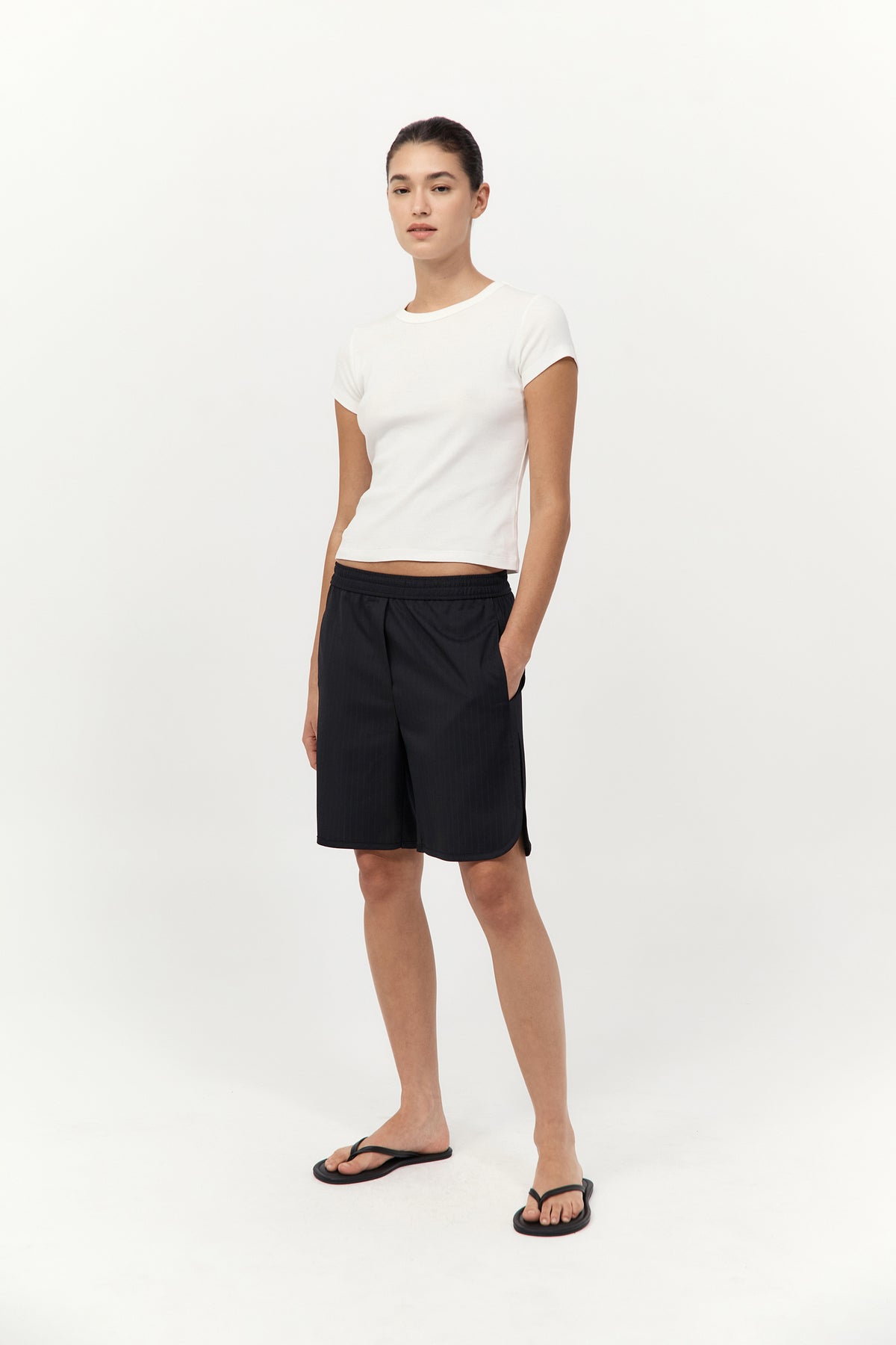 Tailored Active Shorts - Black Pinstripe