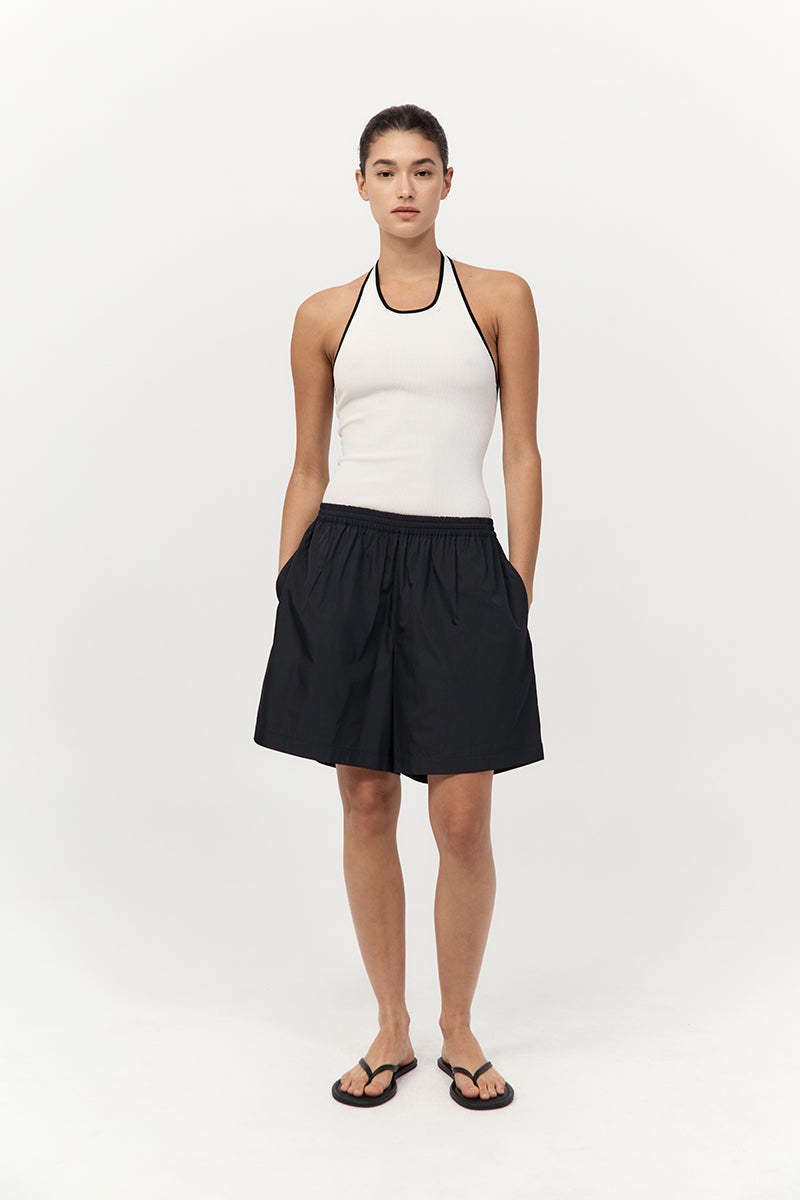 Fine Line Halter Top - Off White / Black