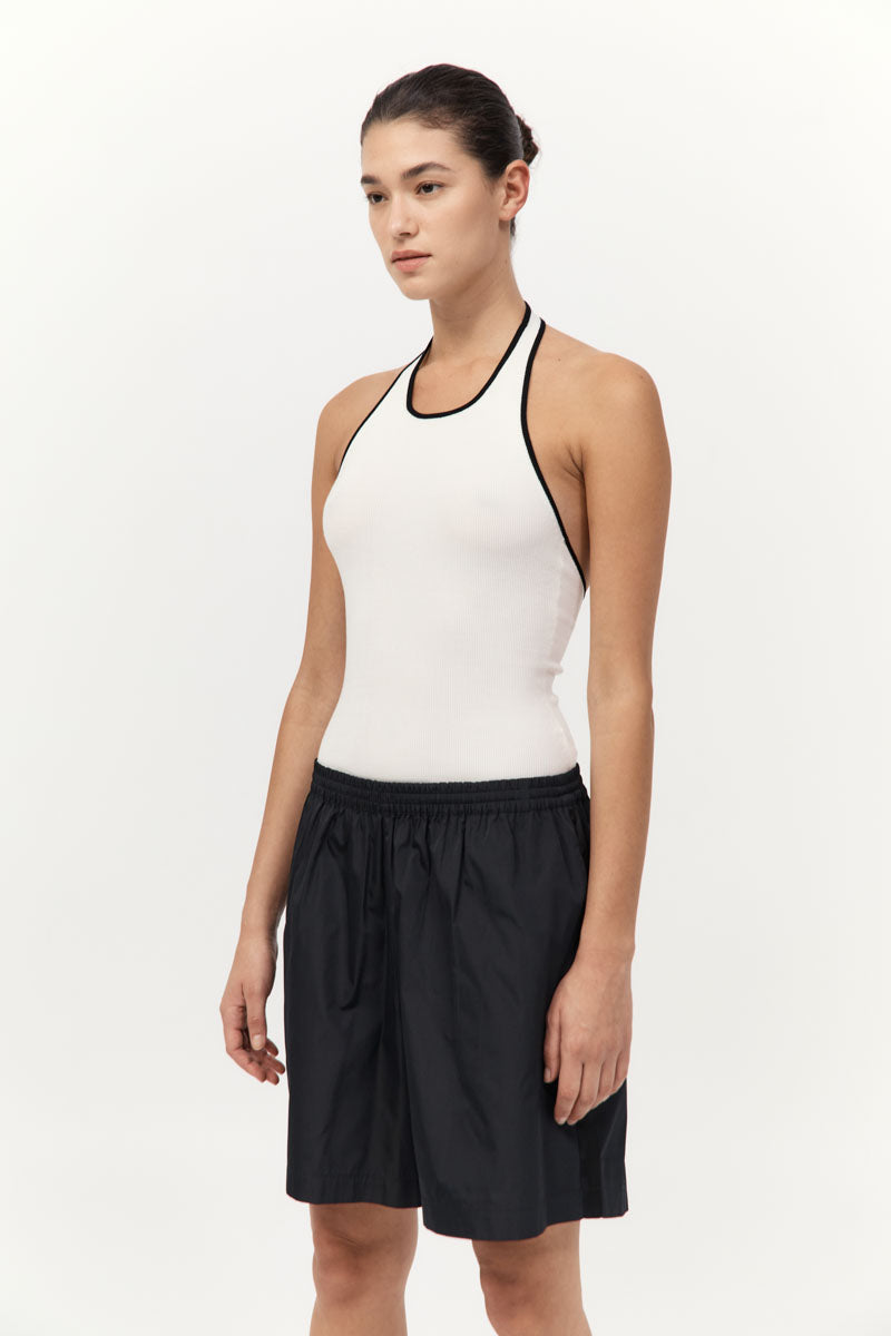 Fine Line Halter Top - Off White / Black