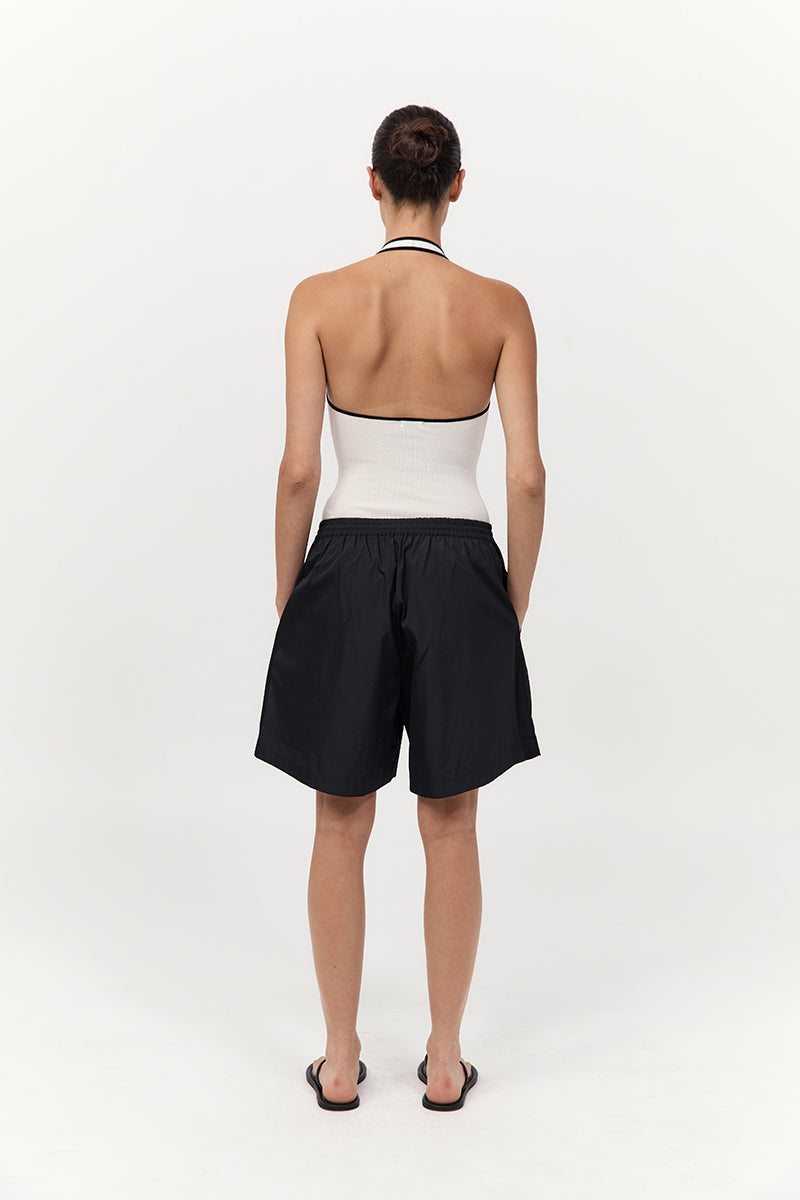 Fine Line Halter Top - Off White / Black