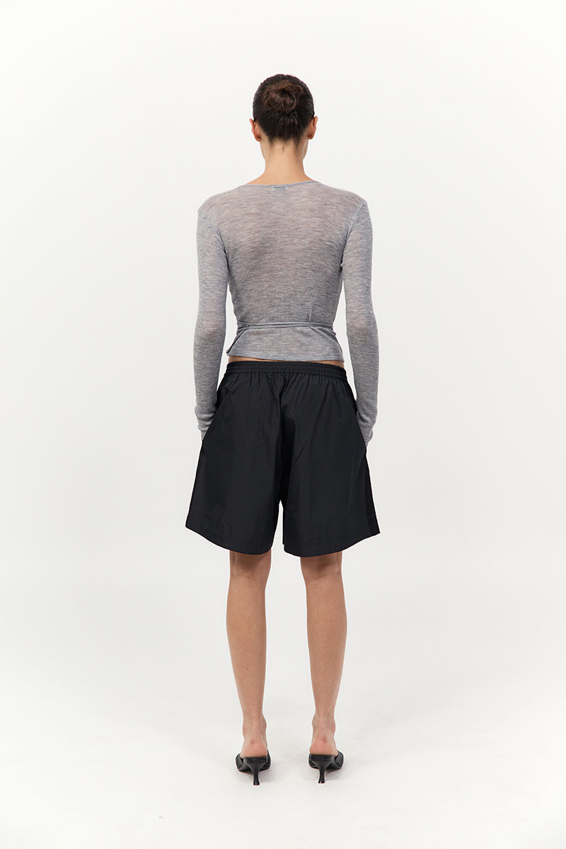 Baby Wool Wrap Top - Grey Marle