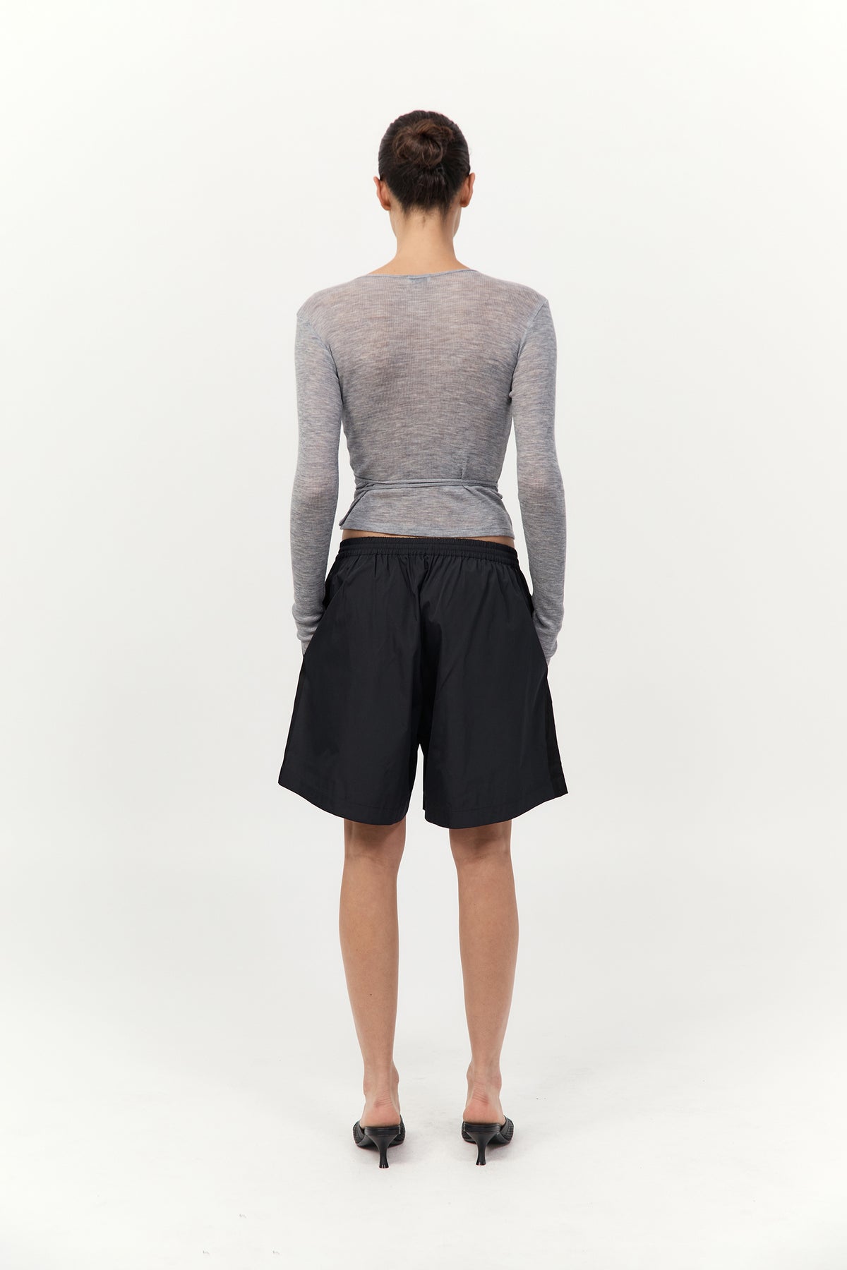 Baby Wool Wrap Top - Grey Marle