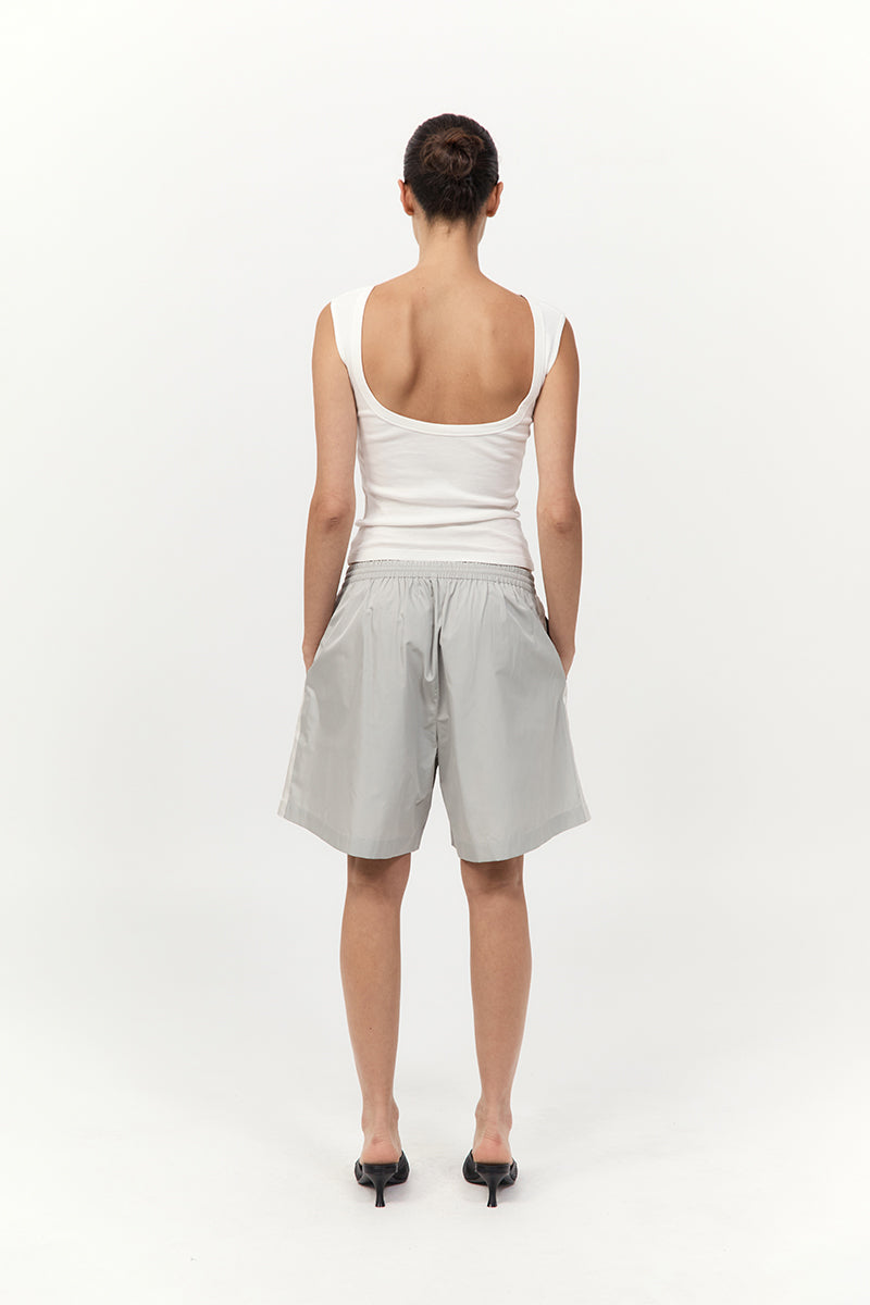 Paper Taffeta Short - Silver / Off White