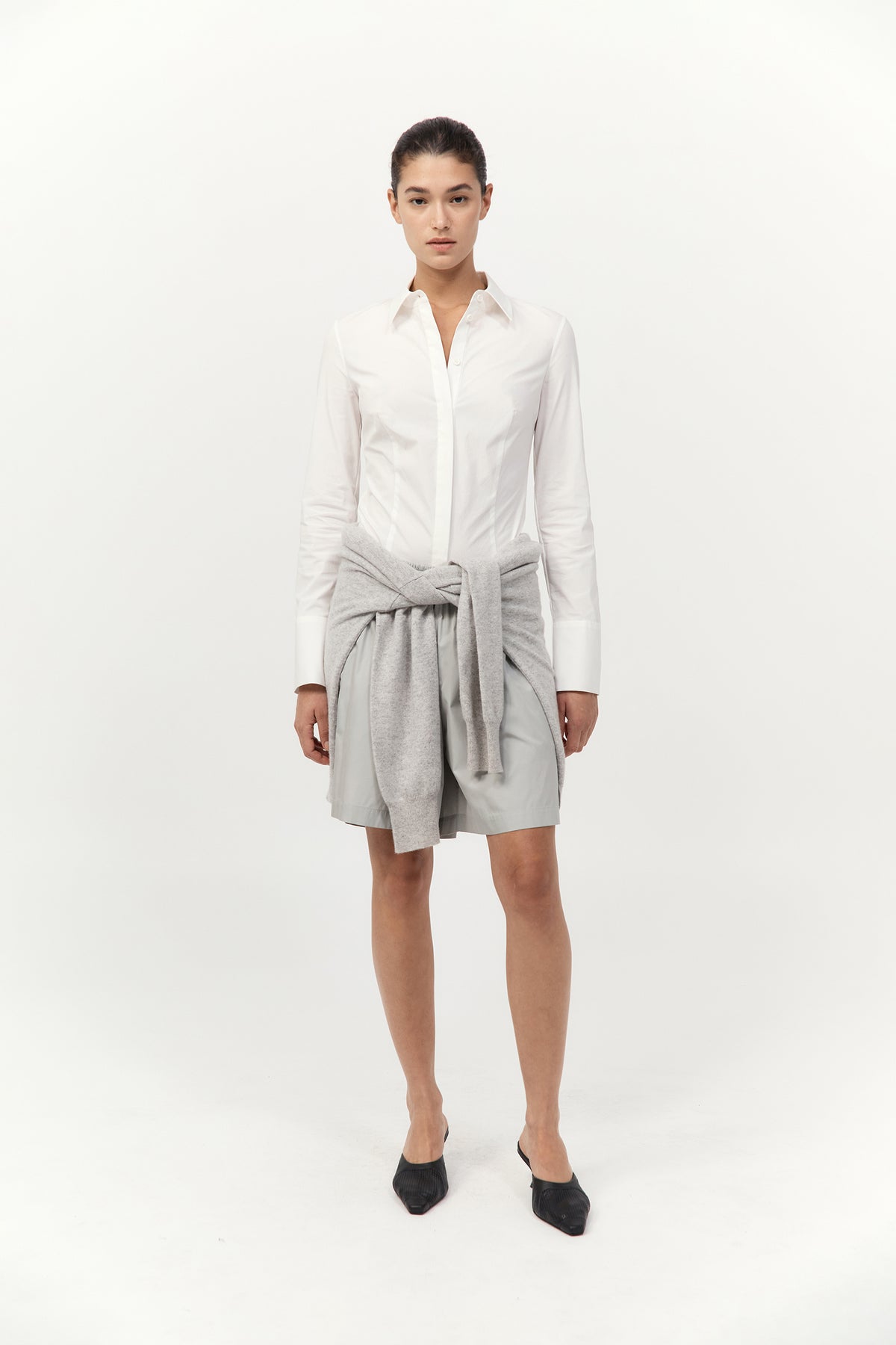 Paper Taffeta Short - Silver / Off White