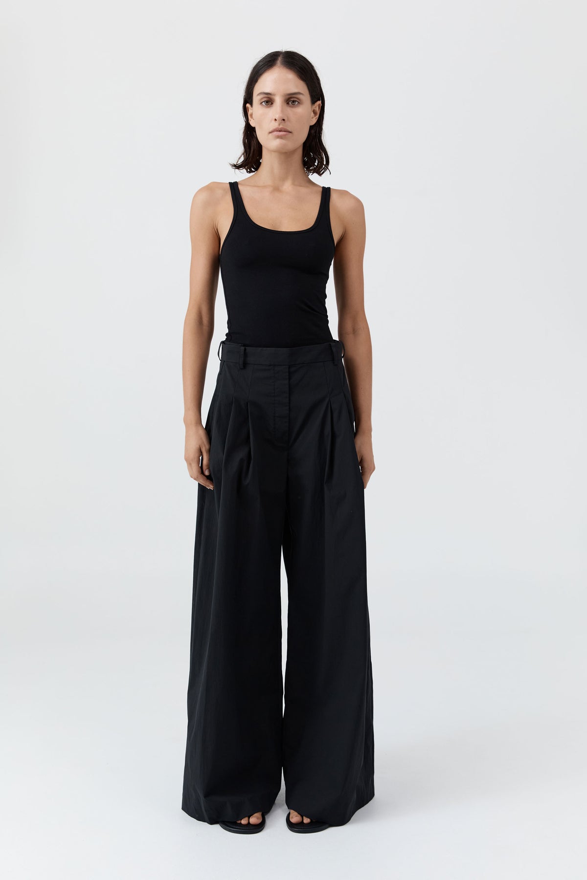 Soft Jersey Slim Scoop Tank - Jet Black