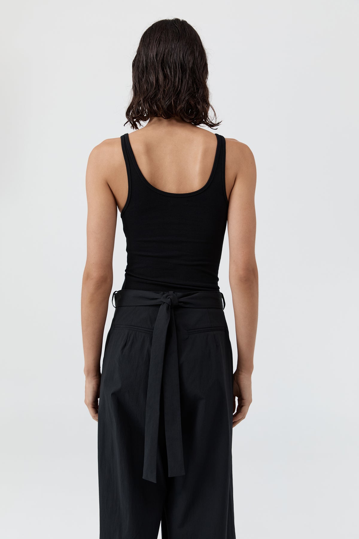 Soft Jersey Slim Scoop Tank - Jet Black