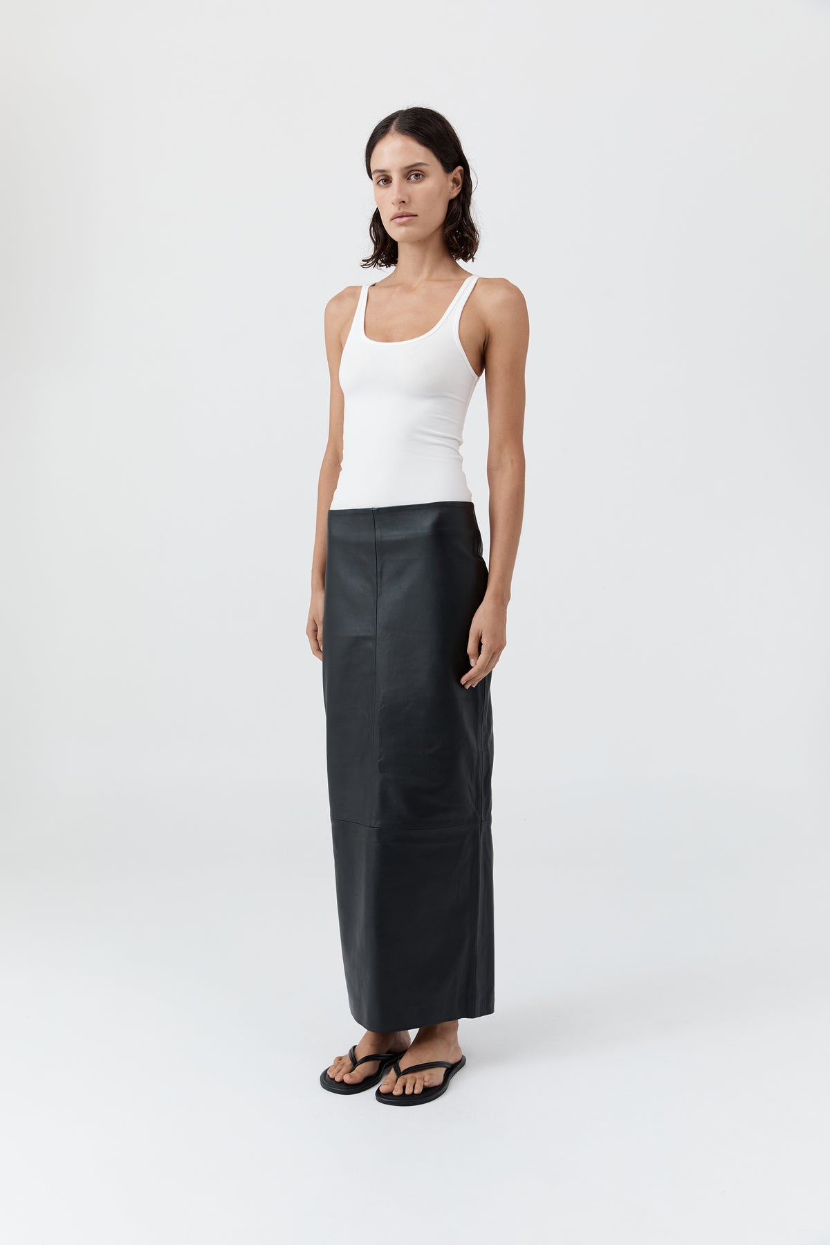 Soft Jersey Slim Scoop Tank - White