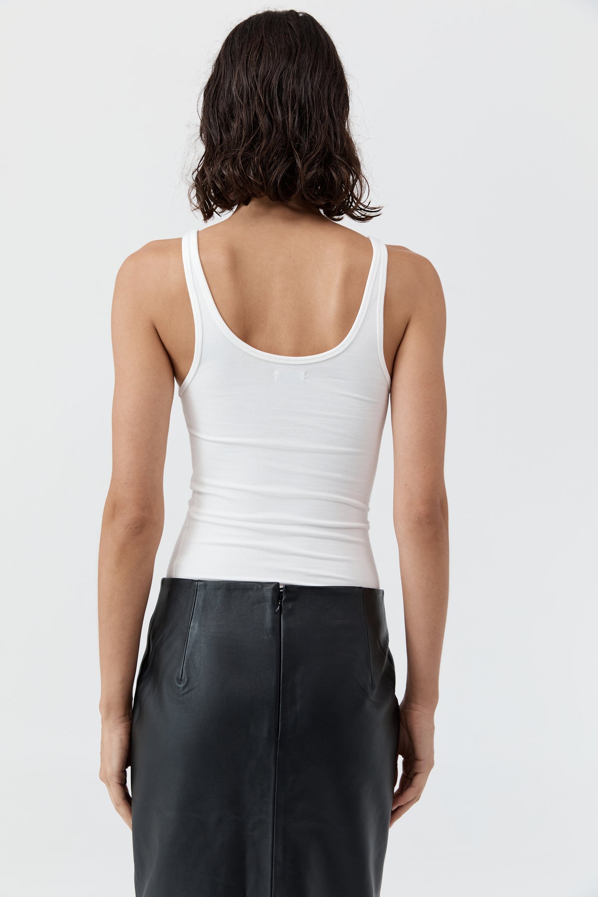 Soft Jersey Slim Scoop Tank - White