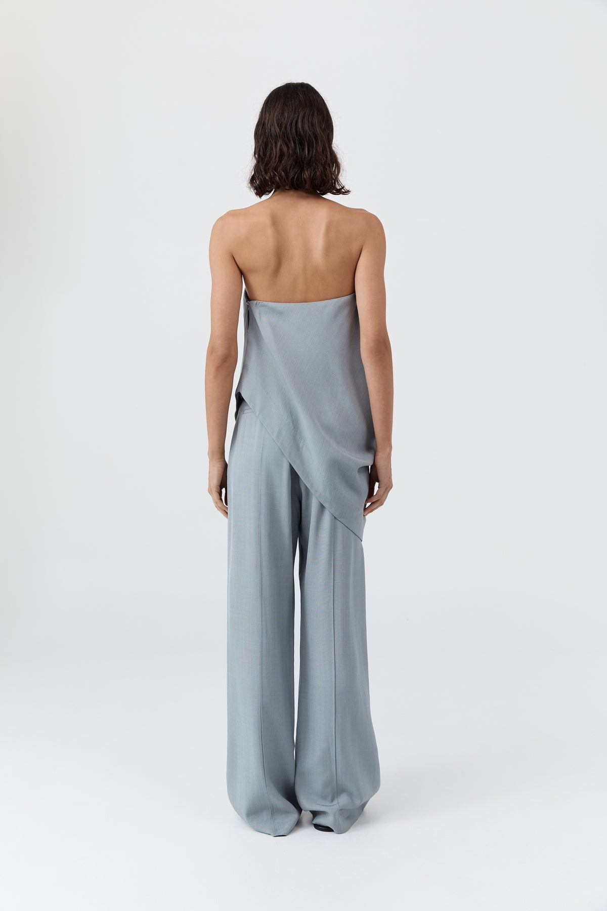 Strapless Asymm Drape Top - Mist