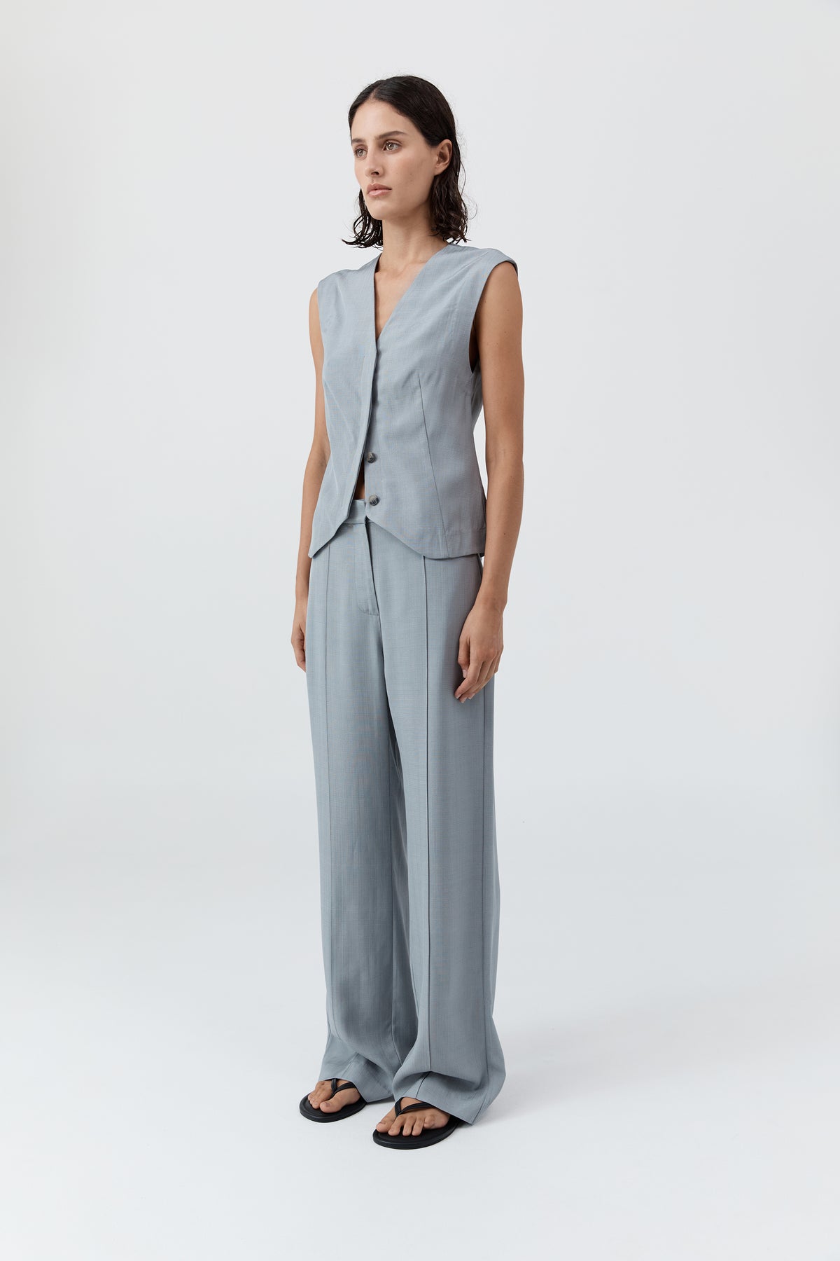 Minimal Tailored Vest - Mist