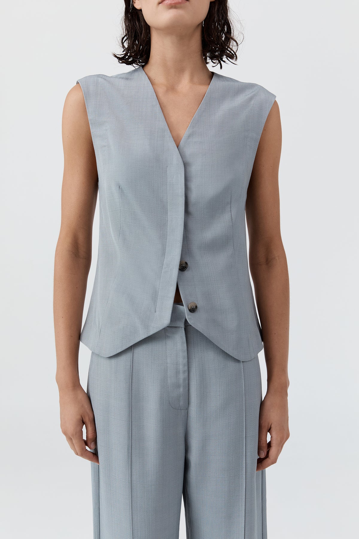 Minimal Tailored Vest - Mist