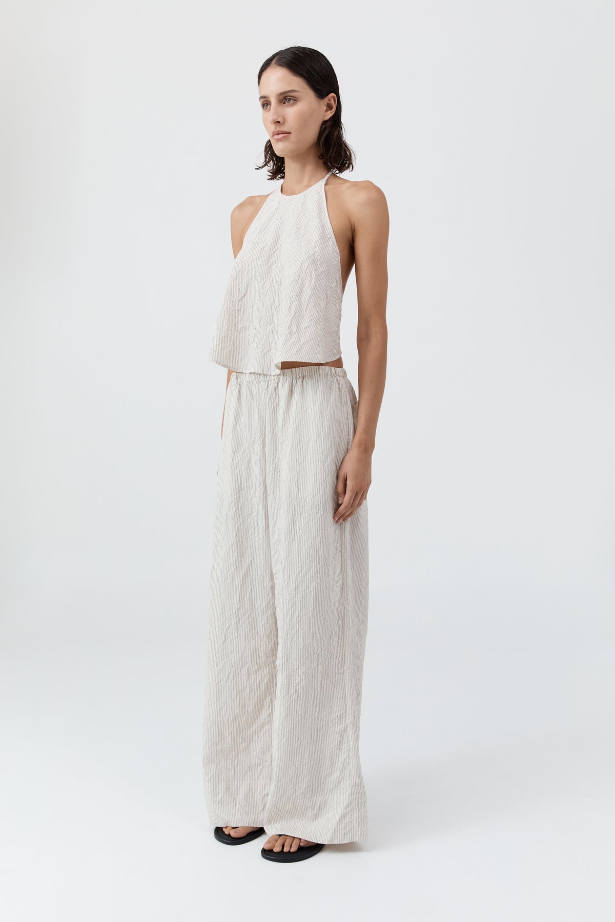 Relaxed Crushed Pant - Petite Pinstripe