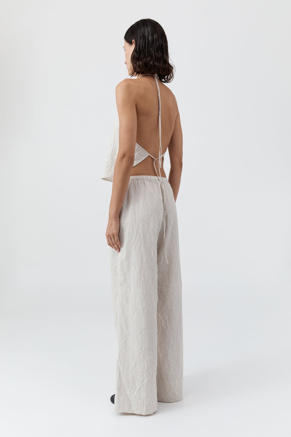 Relaxed Crushed Pant - Petite Pinstripe