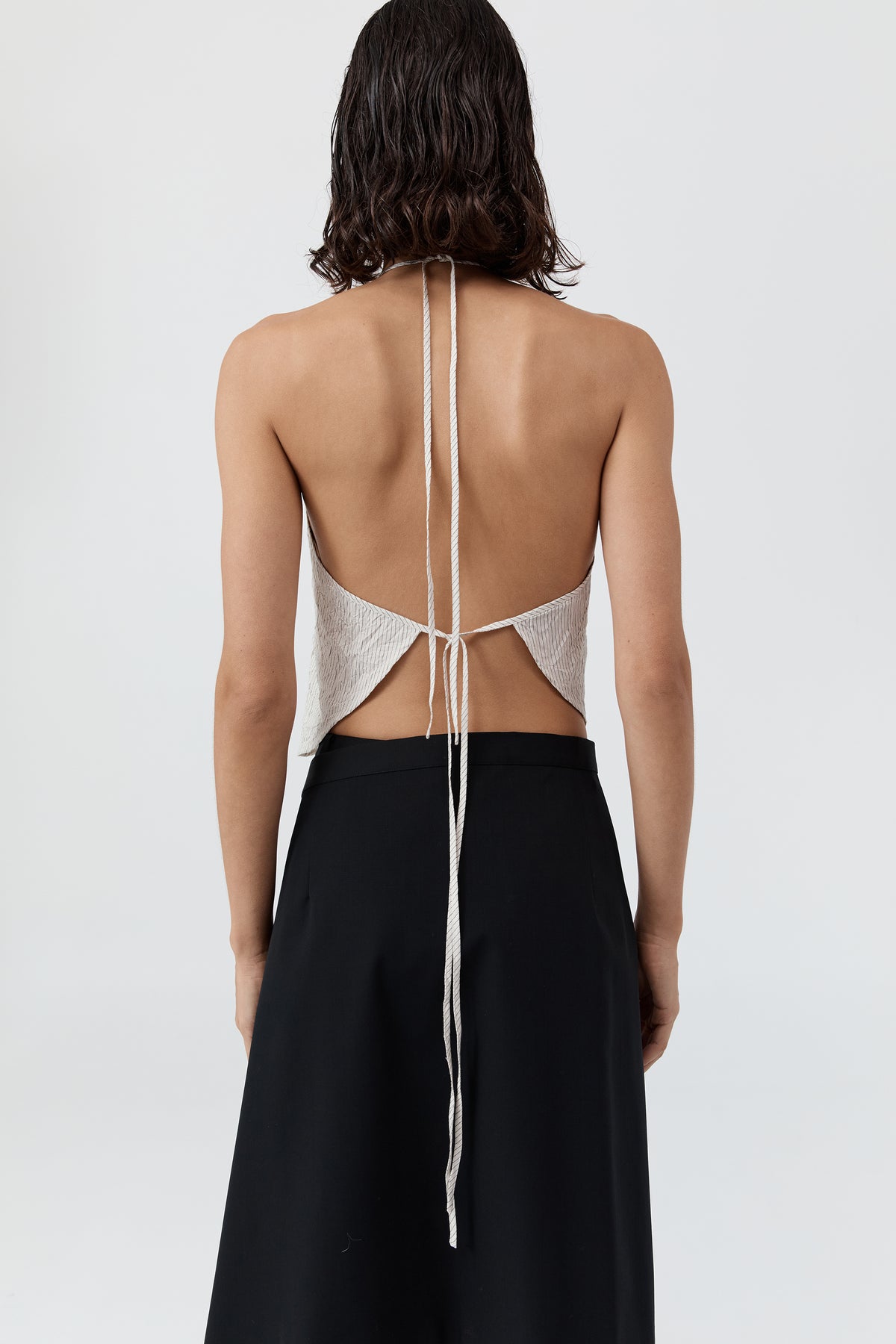 Crushed Halter Top - Petite Pinstripe