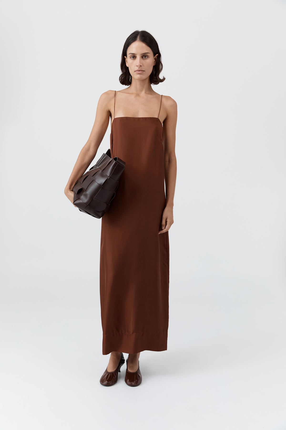 St. Agni | 90s Silk Twill Slip Dress - Brick St. Agni | 90s Silk Twill Slip Dress - Brick