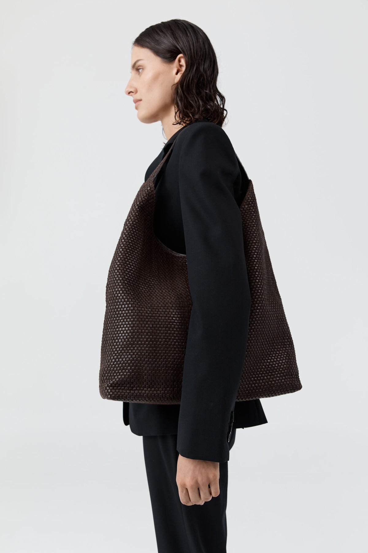 Lattice Weave Large Tote - Coffee