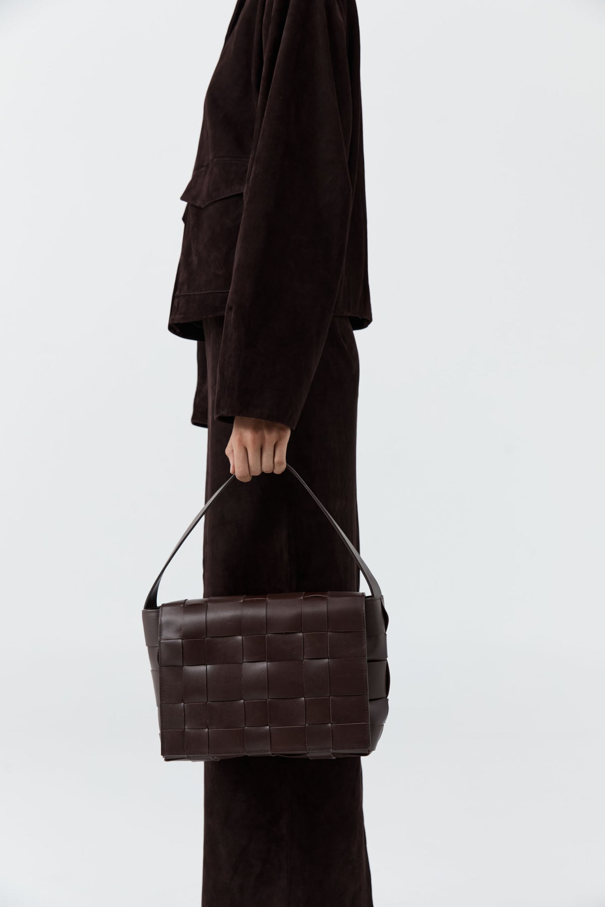 Woven Envelope Mini Tote - Chocolate