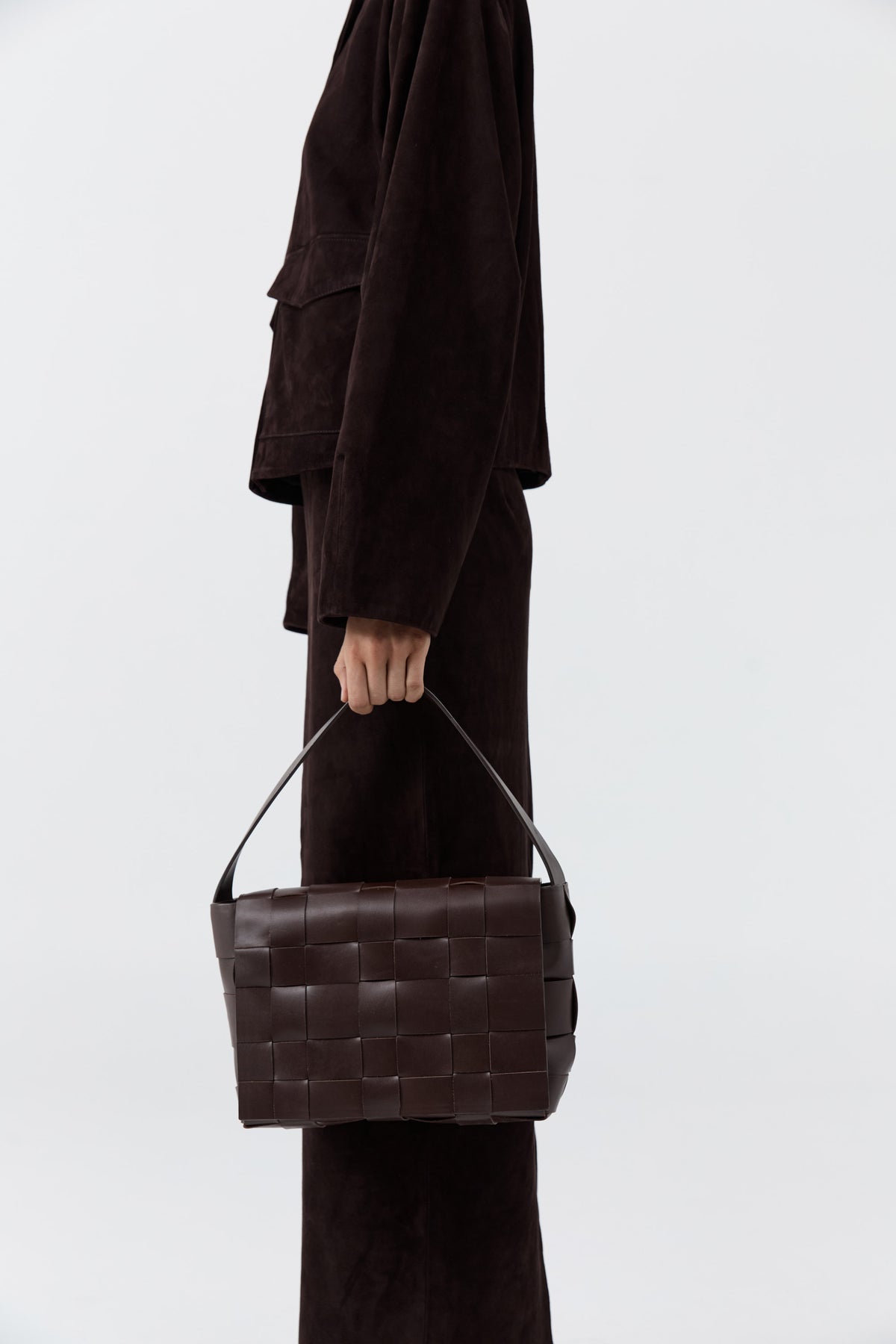 Woven Envelope Mini Tote - Chocolate