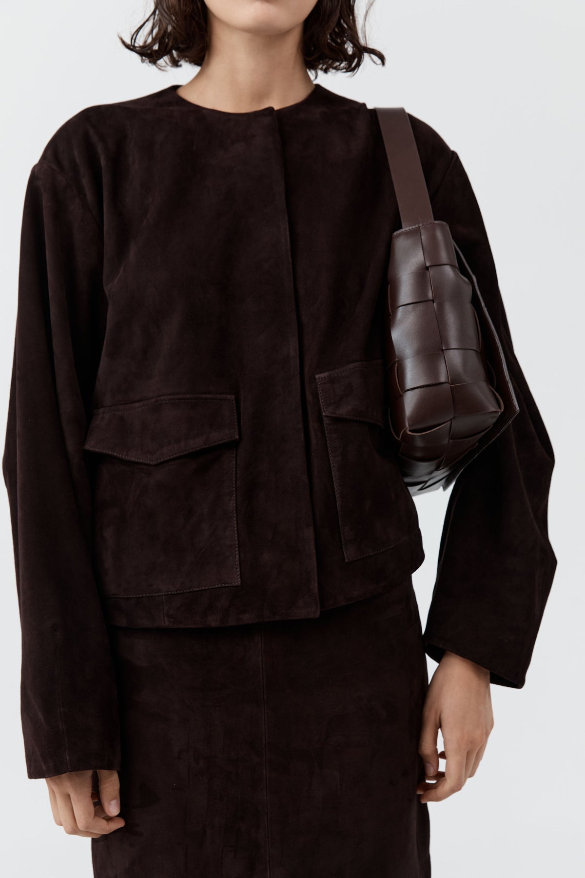 PRE-ORDER: Woven Envelope Mini Tote - Chocolate