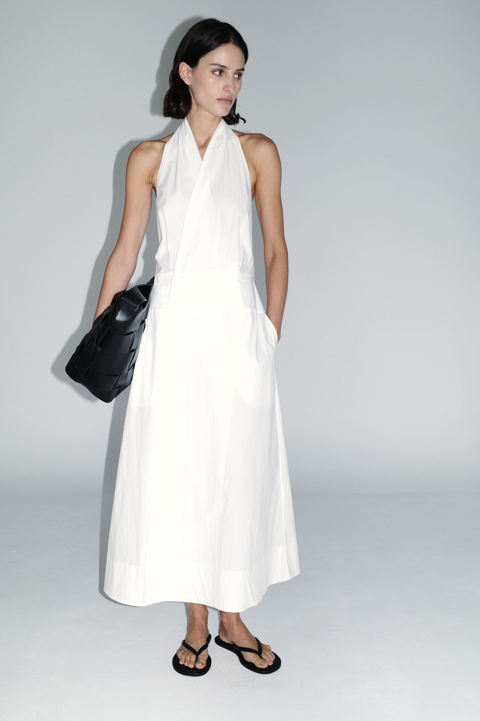 Halter Wrap Dress - White