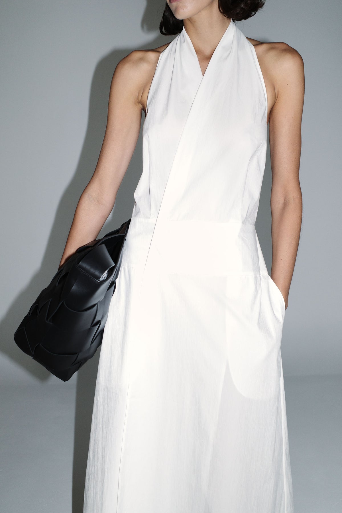 st agni halter dress St. Agni Pleated Halter Dress - Oyster
