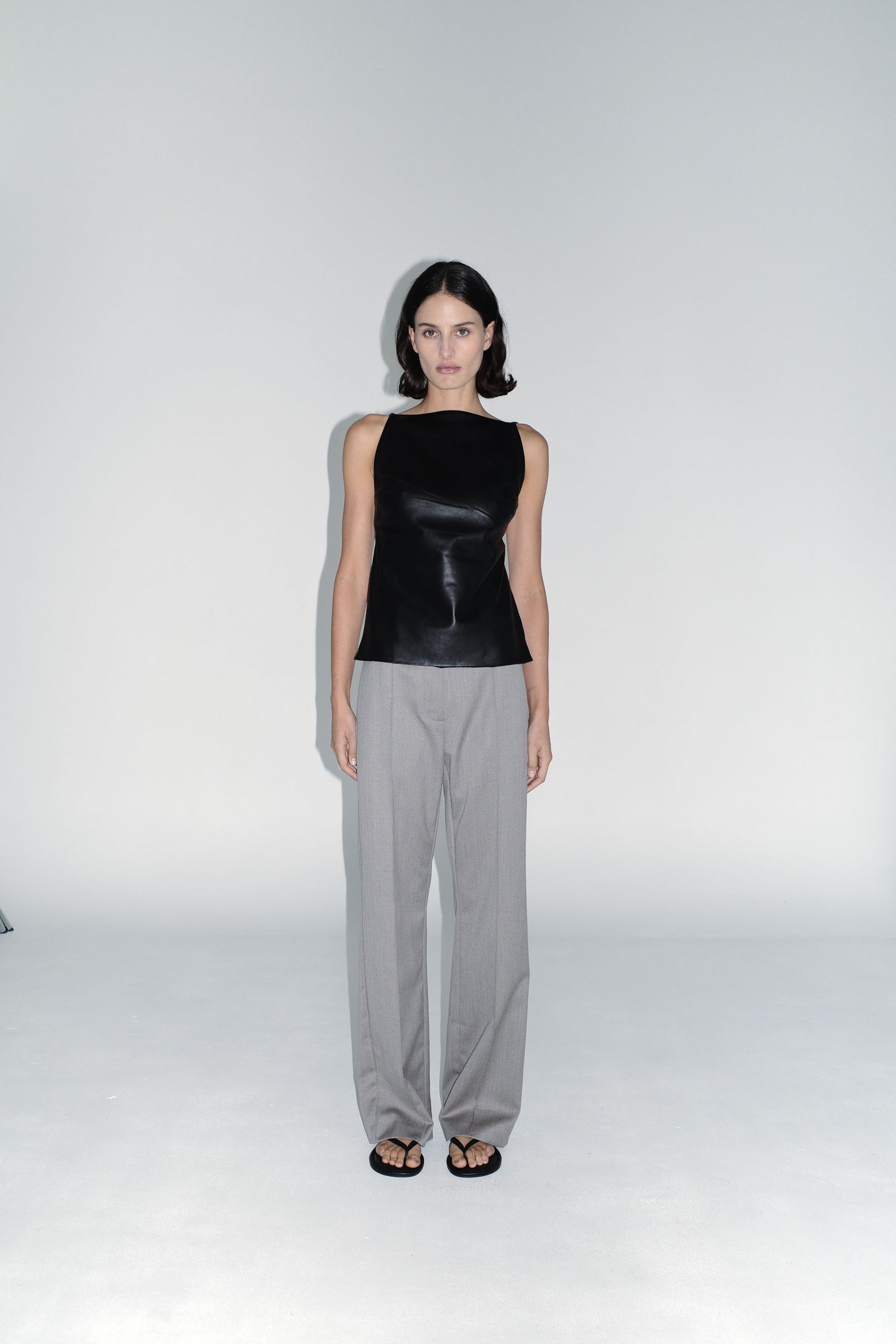 PRE-ORDER: Leather Square Neck Top - Black