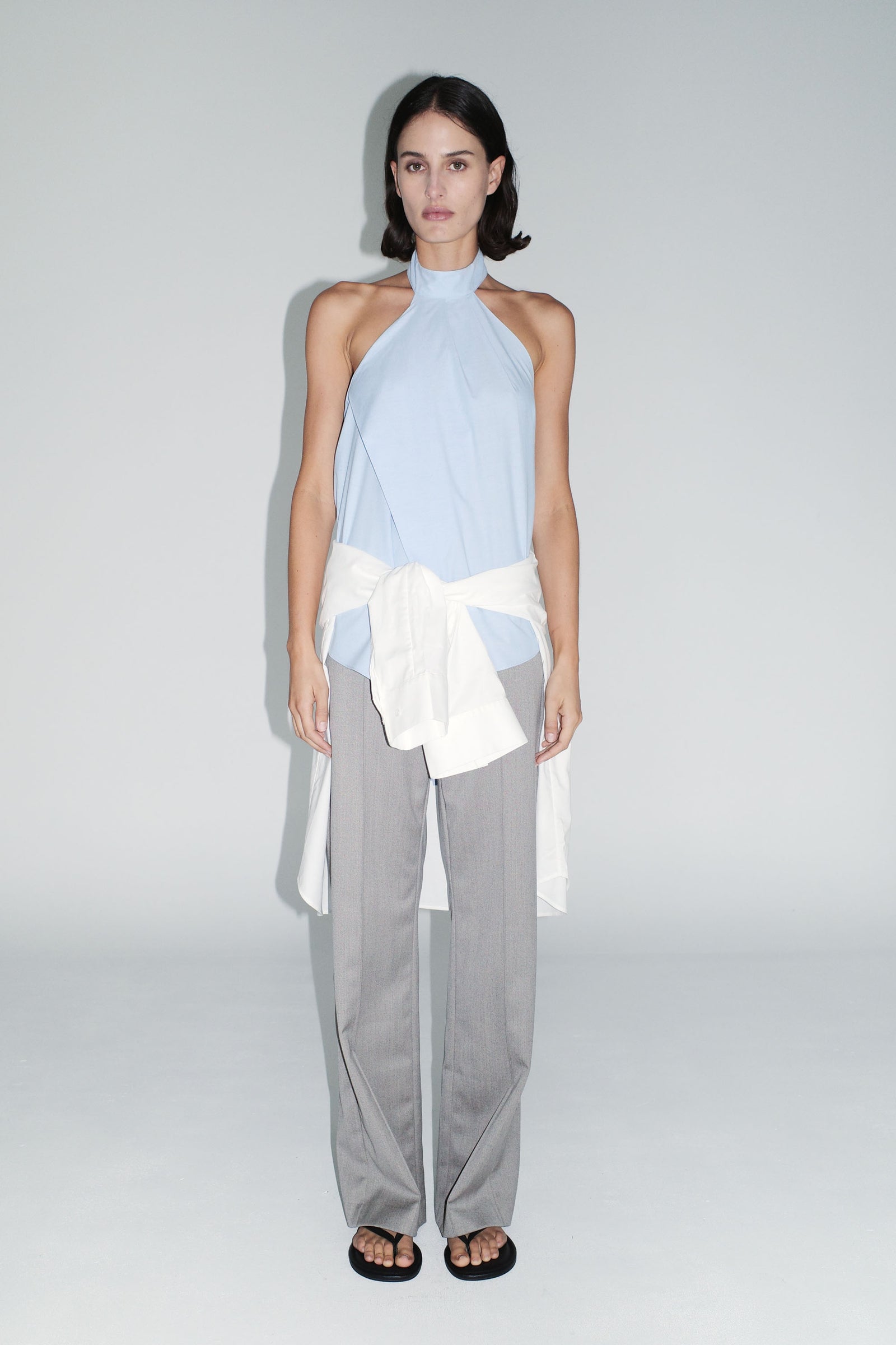 Oxford Halter Tie Back Top - Ciel Blue