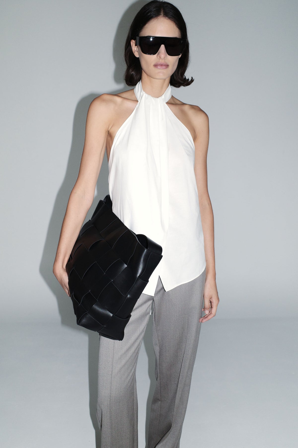 Oxford Halter Tie Back Top - White