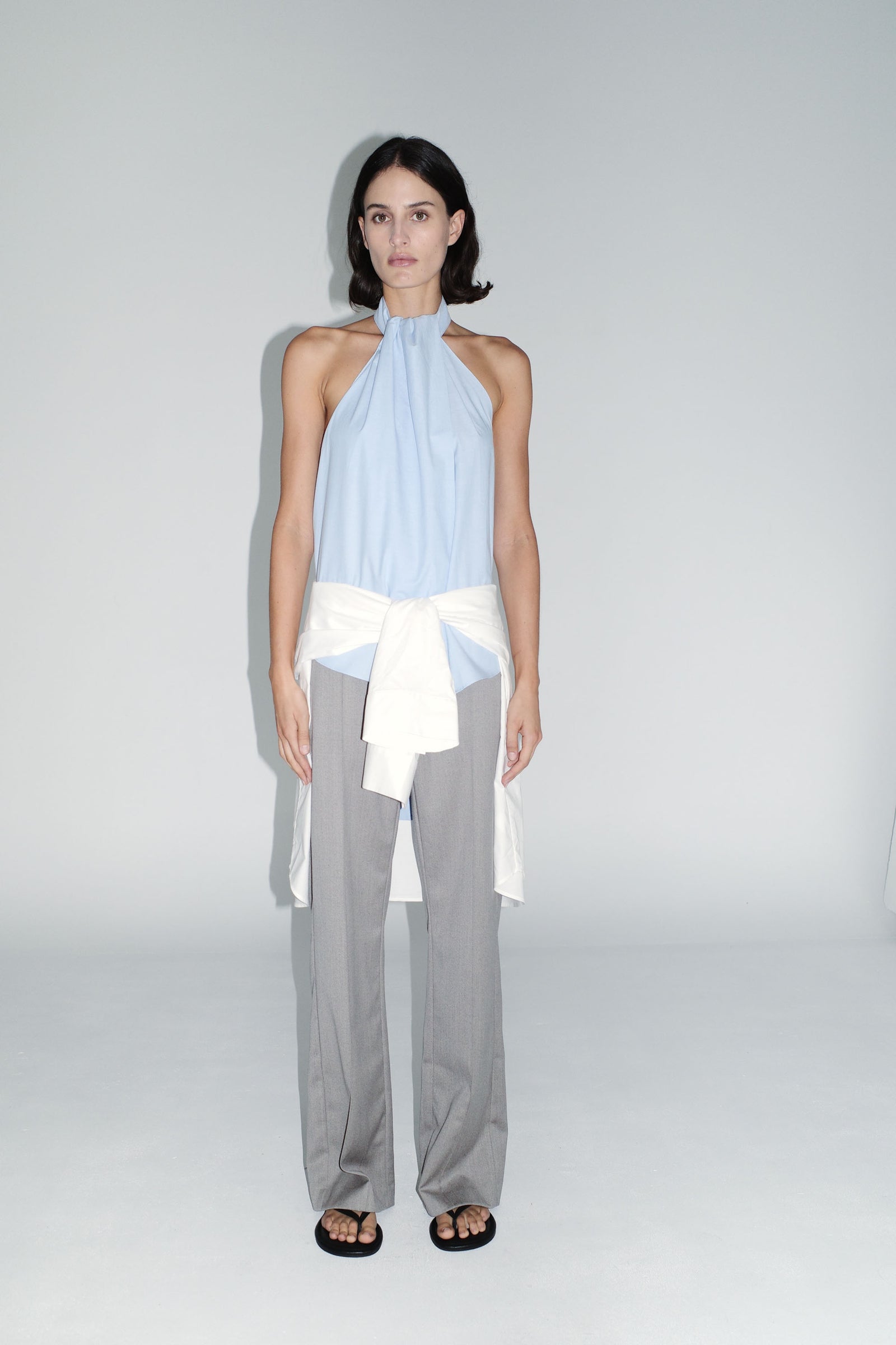 Oxford Halter Tie Back Top - Ciel Blue