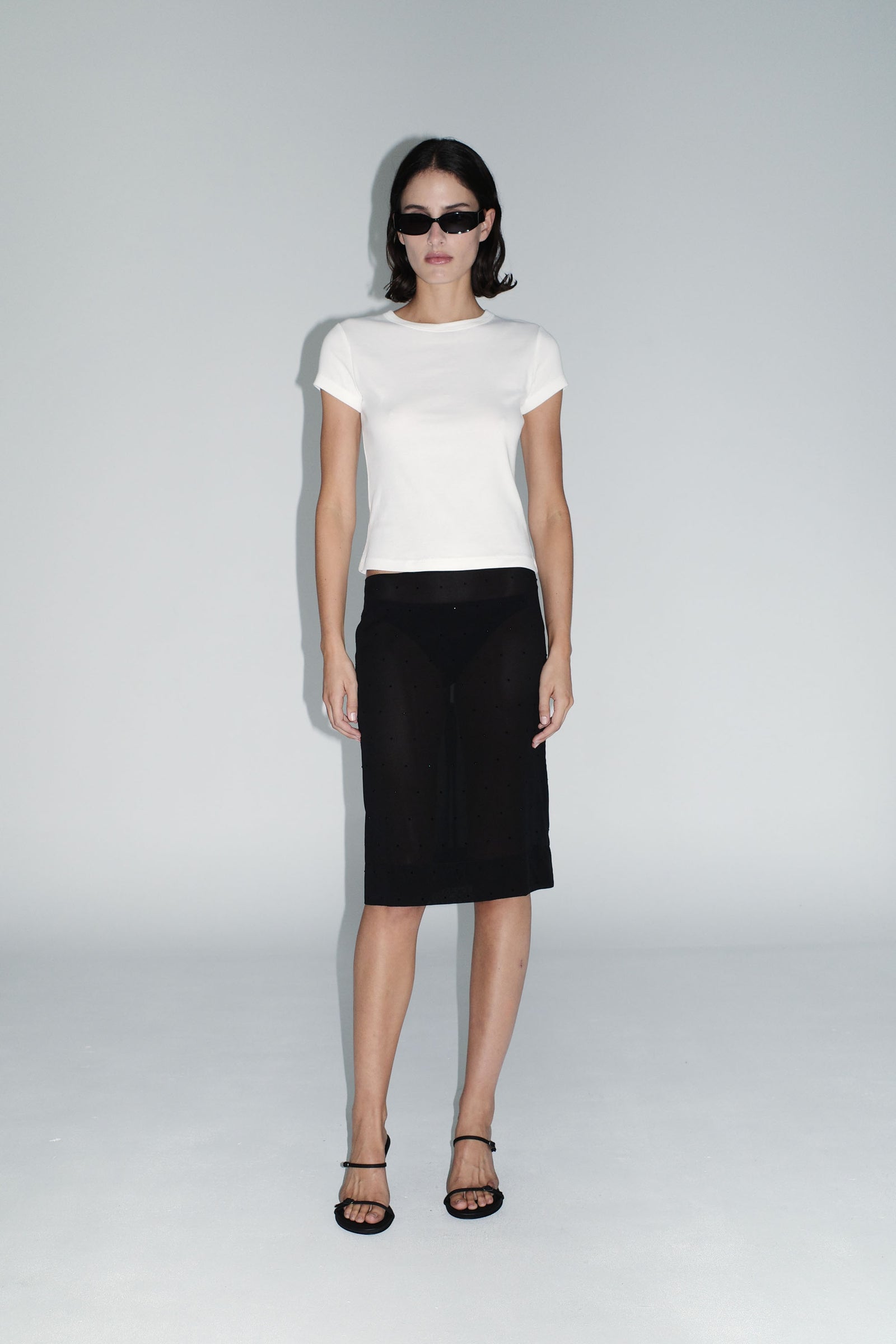 Silk Glass Beaded Skirt - Black