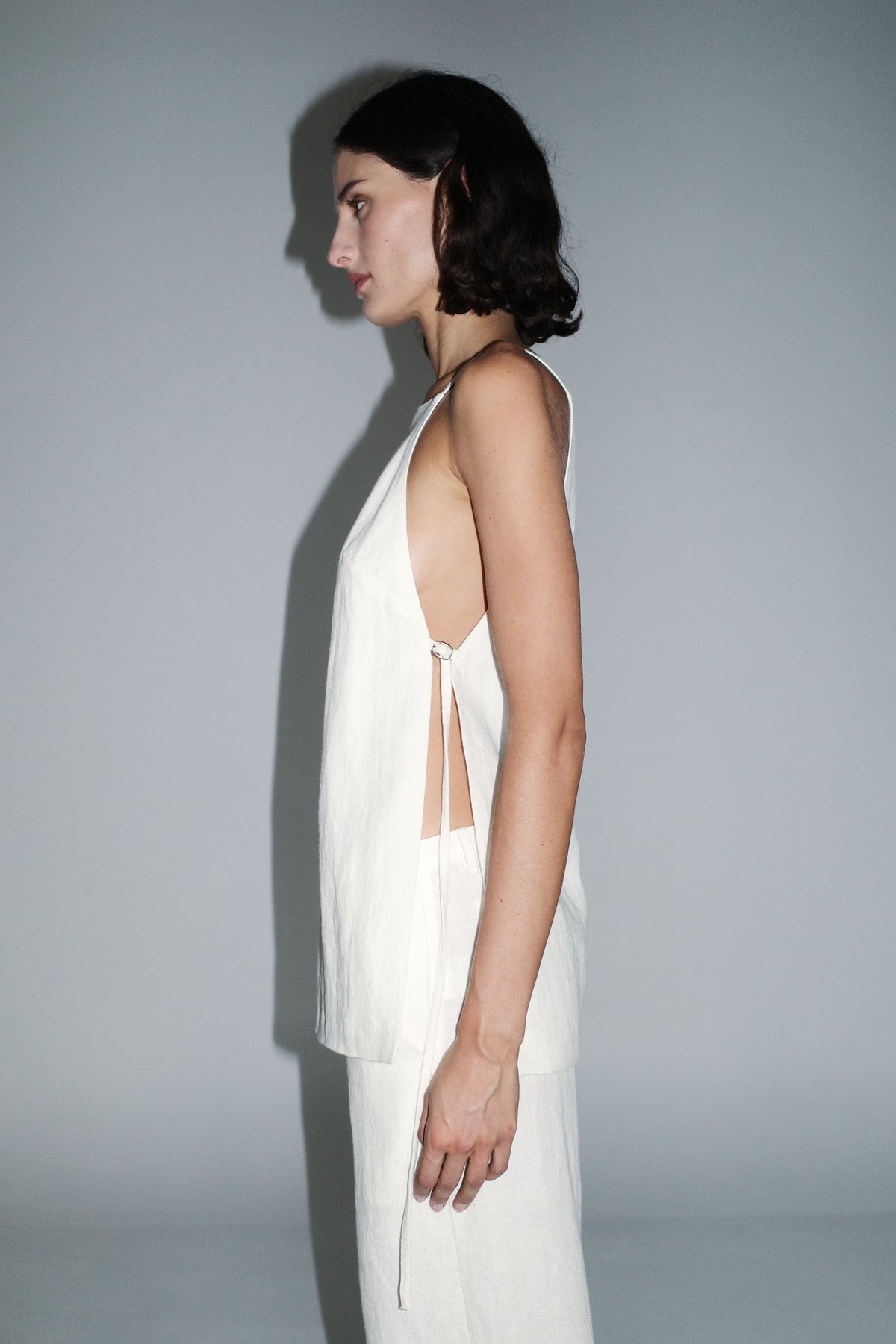 Belted Side Detail Top - Off White