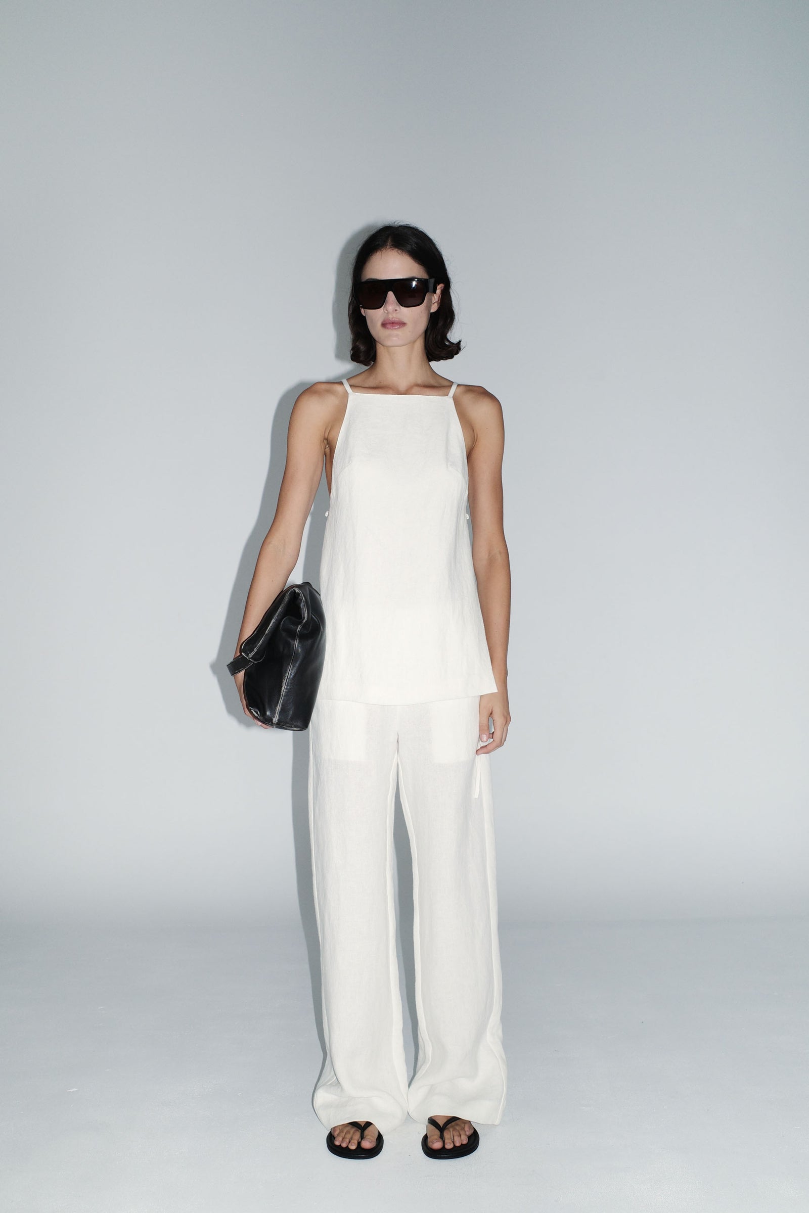 Belted Side Detail Top - Off White