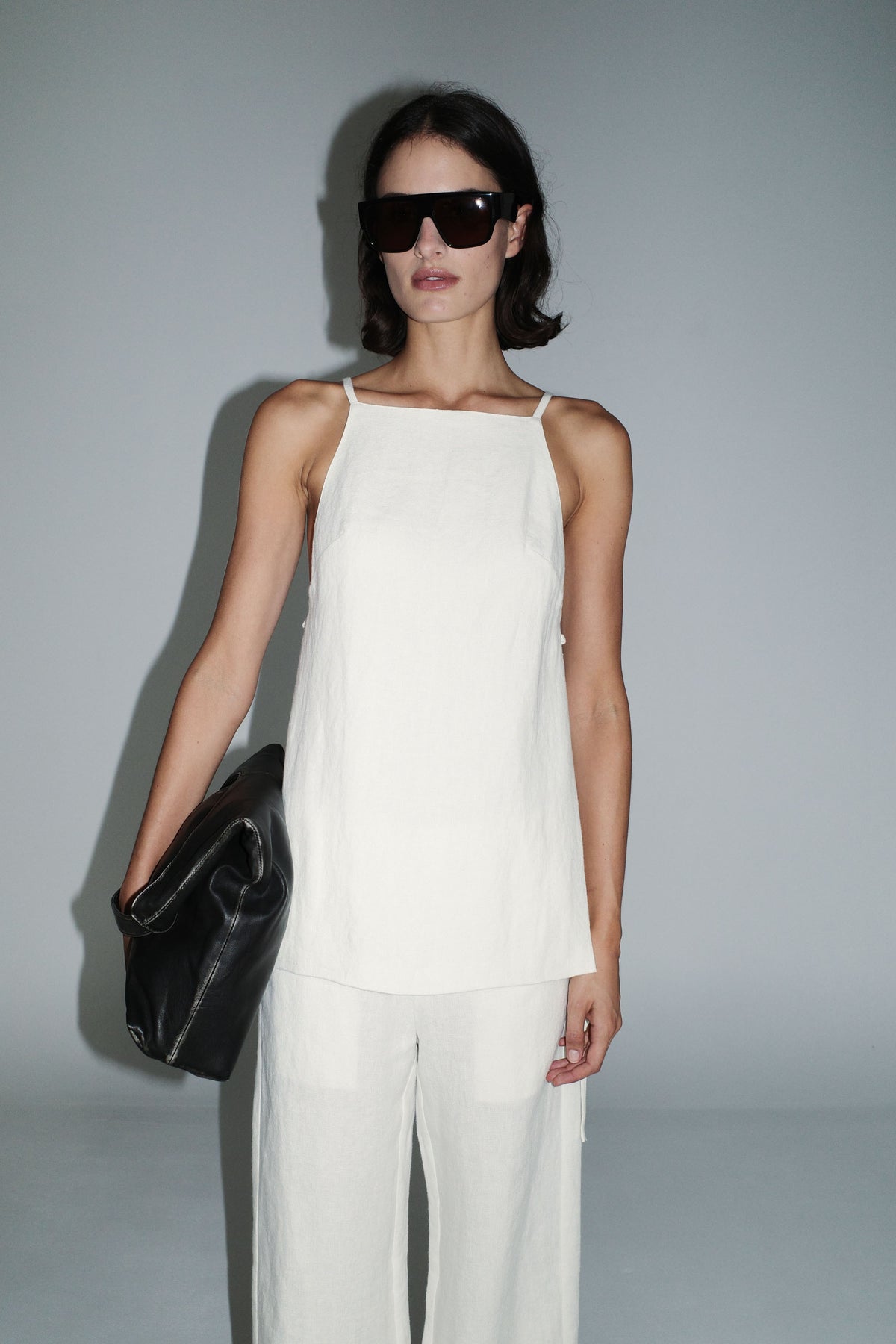 Belted Side Detail Top - Off White