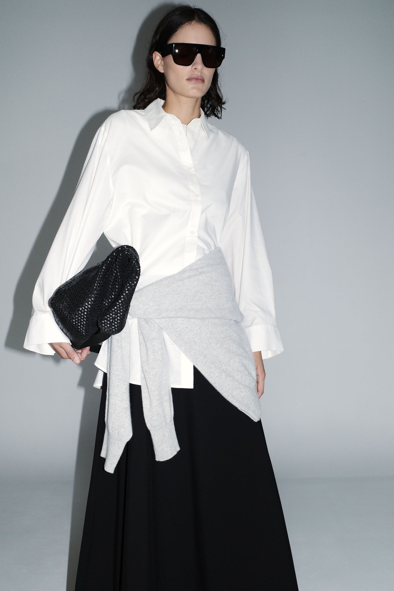 Cotton Circle Hem Skirt - Black