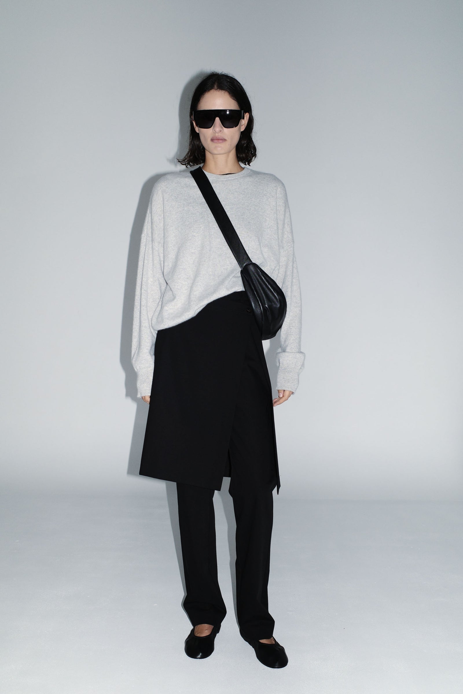 Wool Hybrid Skirt Pants - Black