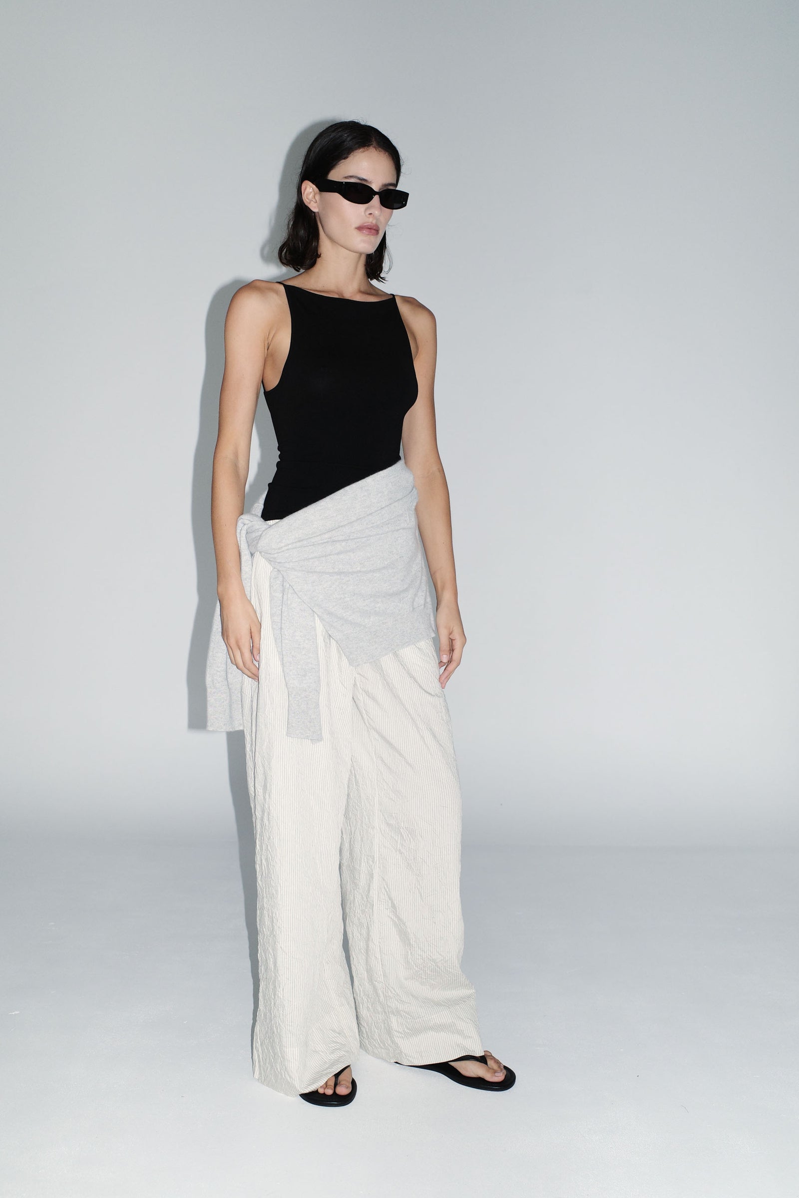 Relaxed Crushed Pant - Petite Pinstripe