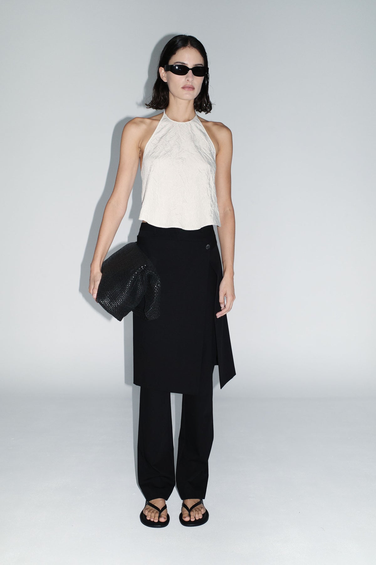 Wool Hybrid Skirt Pants - Black