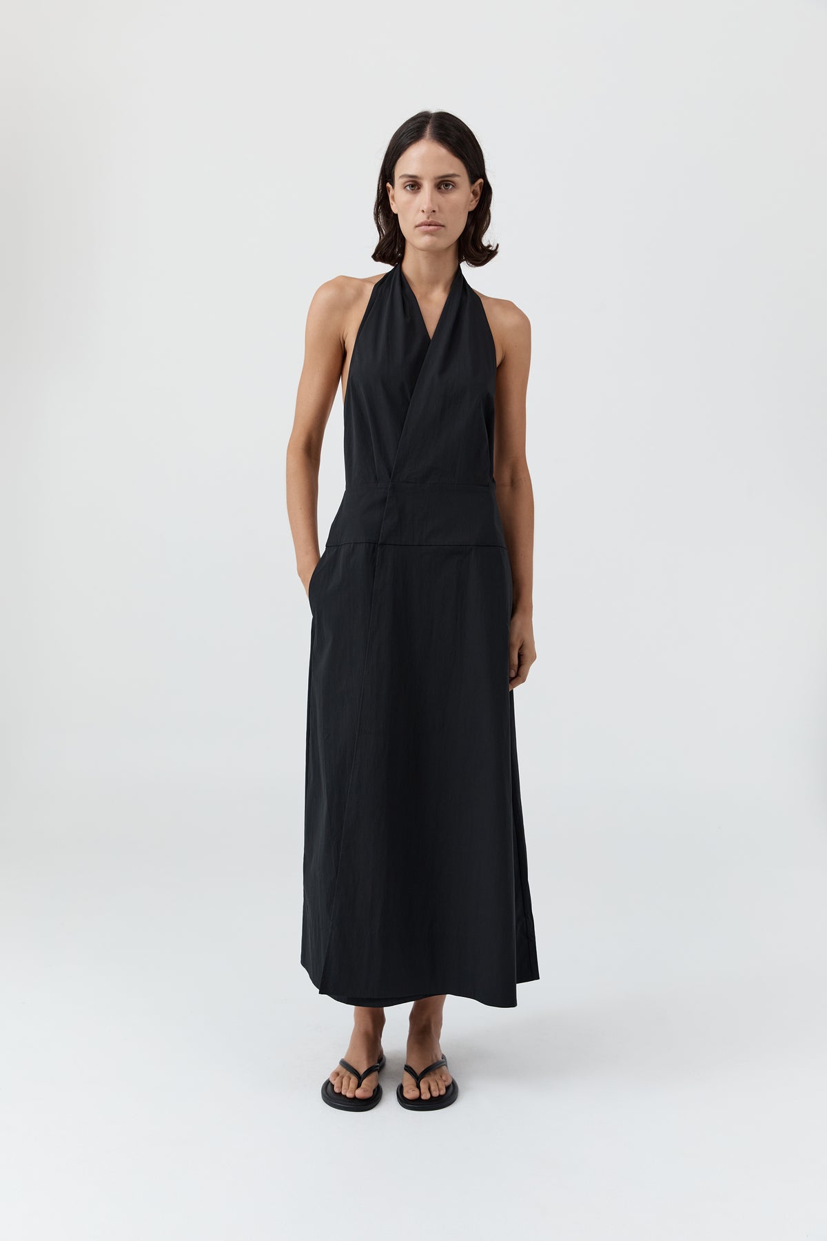 Halter Wrap Dress - Black
