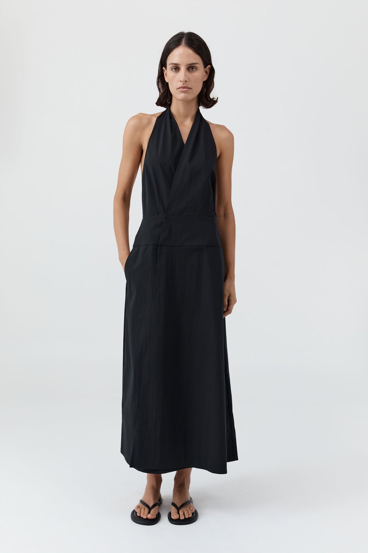 Halter Wrap Dress - Black