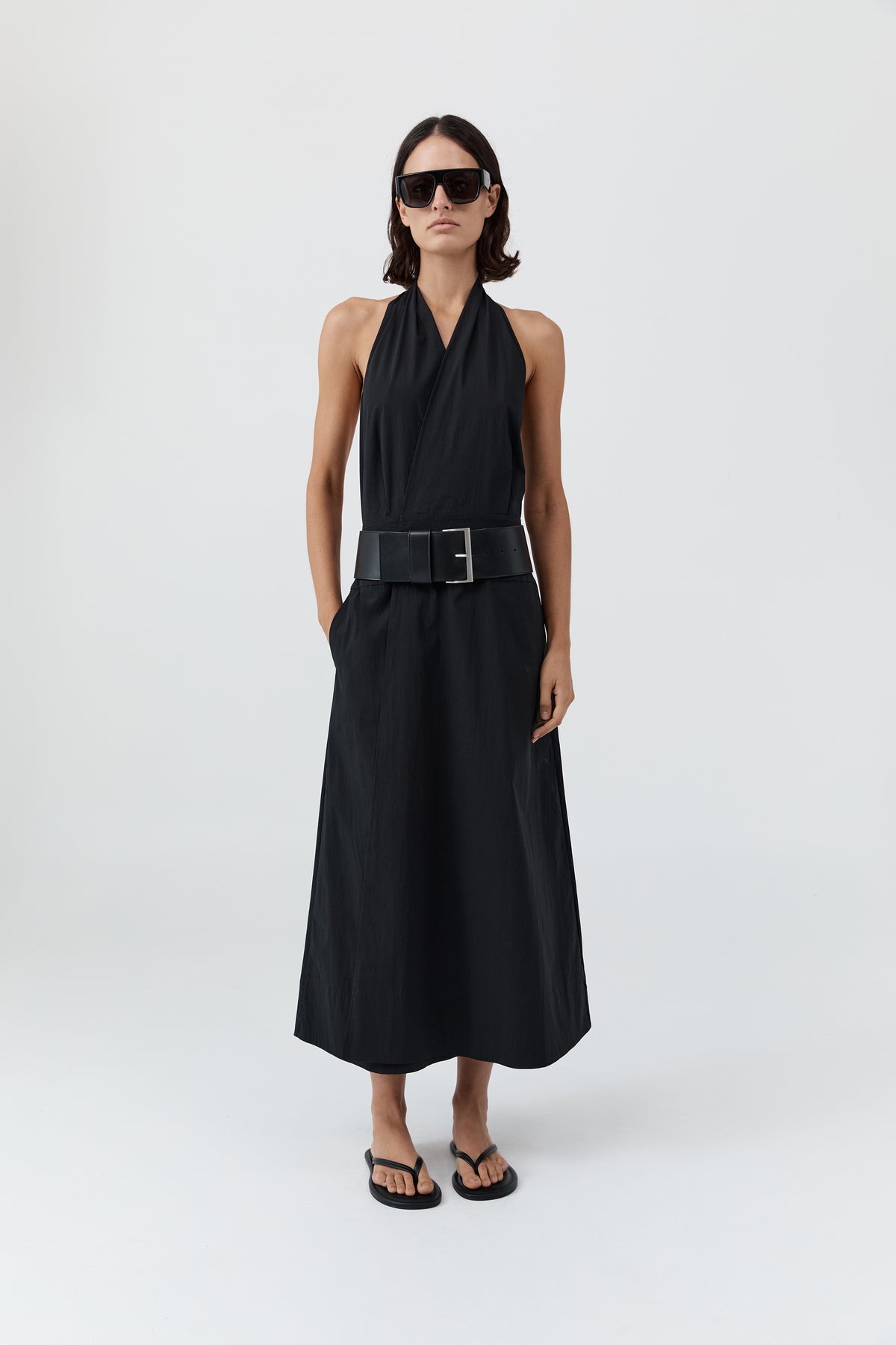 Halter Wrap Dress - Black