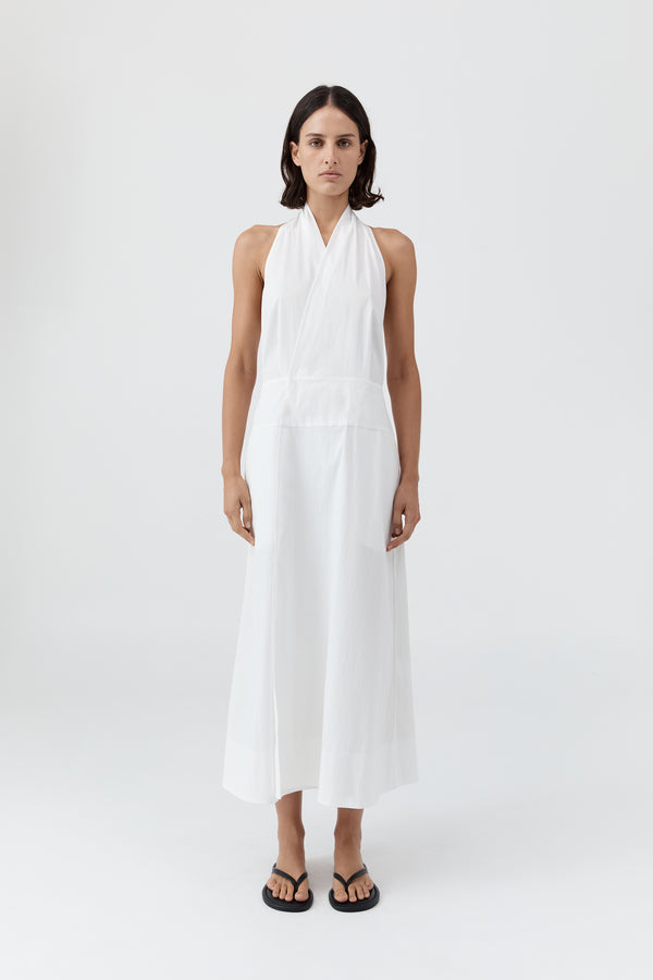 Halter Wrap Dress - White